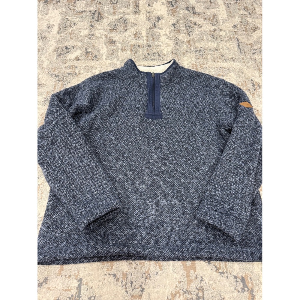 Orvis Classic Collection Mens XL Navy Marled Fleece Lined Quarter Zip Pullover